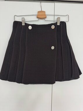Bottega Veneta brown Pleated Mini Skirt with Button Panels